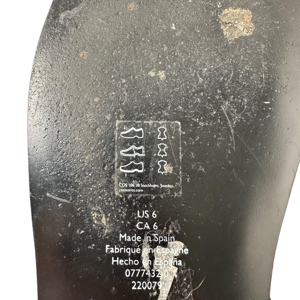 COS Size 6 Black Leather Slides Sandals Made in Spain Old Money Quiet Luxury - Picture 9 of 9